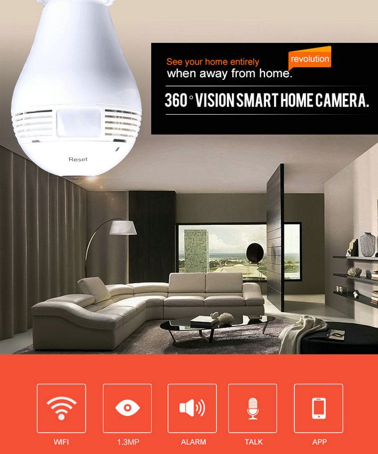 Wireless VR ip camera 360 degree Panoramic view BULB-VR102 Scenes