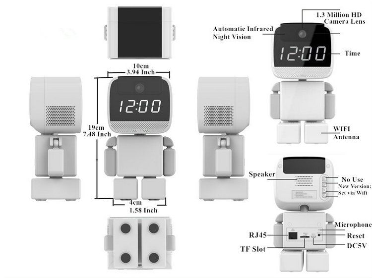 Wireless WIFI Pan& Tilt ip camera A380-1080 Size and Part function