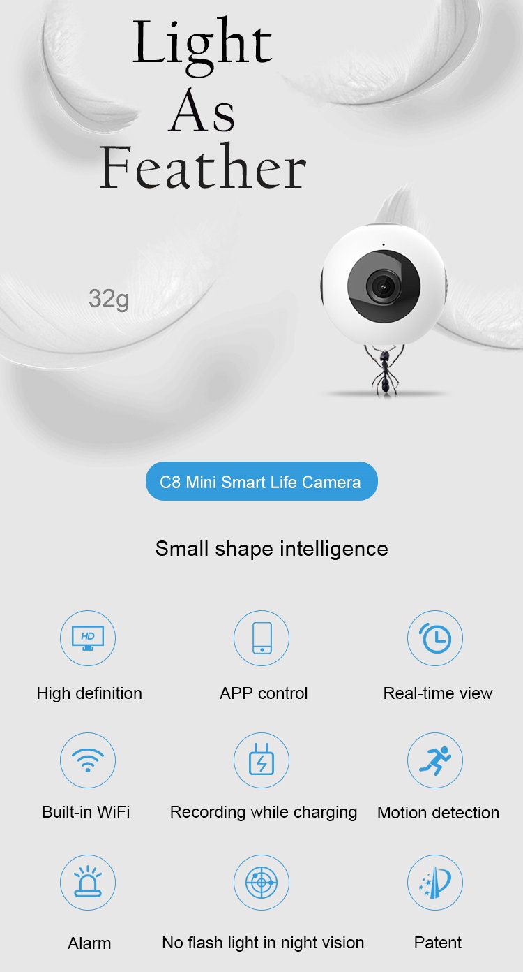 Mini Battery Powered IP camera JY-C8 function