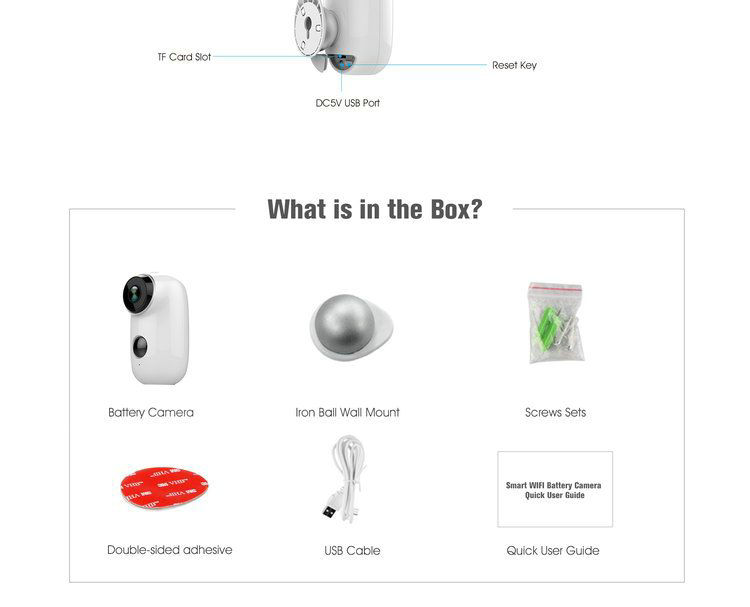 Battery Powered WIFI IP camera IPC-A3B Part function