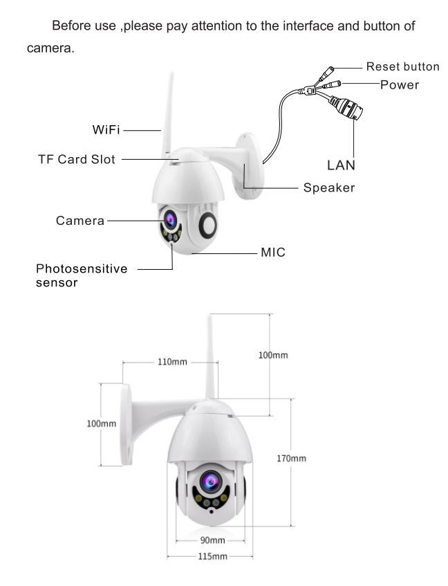 mini WIFI PTZ Camera IPC-PTA1-1080P size