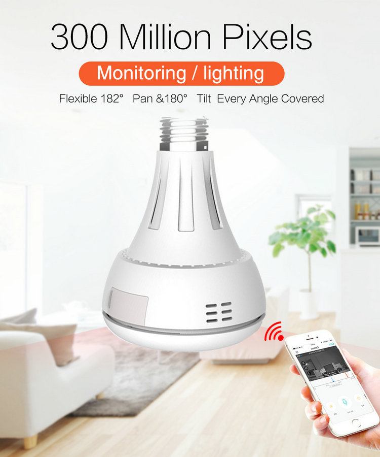 Wireless VR ip camera 360 degree Panoramic view BULB-VR202 300 million pixels