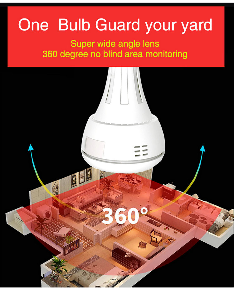 Wireless VR ip camera 360 degree Panoramic view BULB-VR202 one bule guard your yard