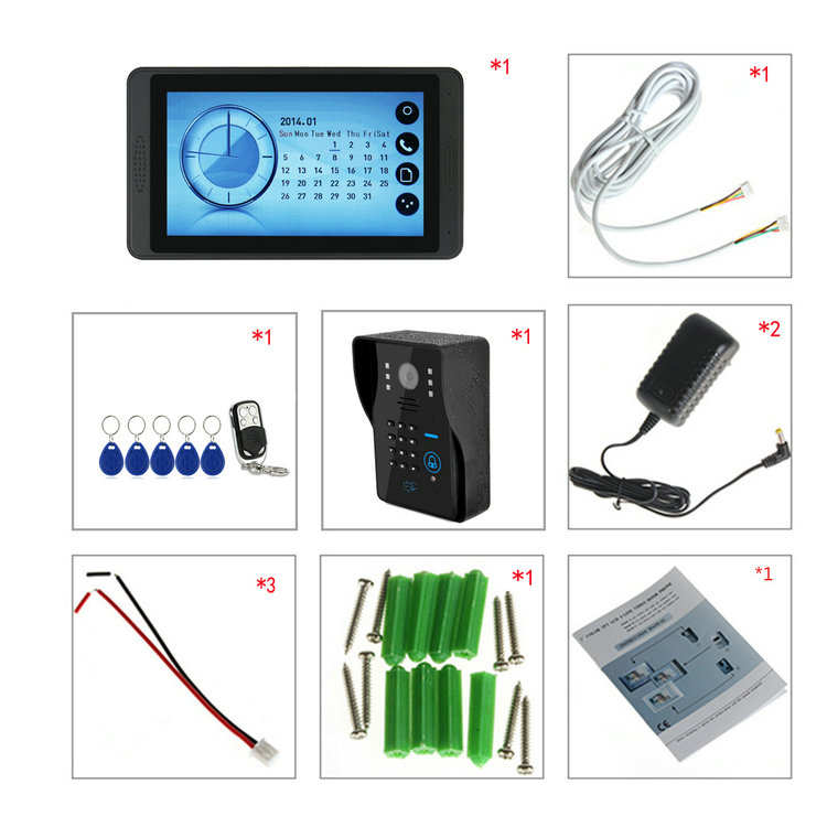 VD-612IDS 7 inch monitor Mobile Password unlock wifi video door bell packing list
