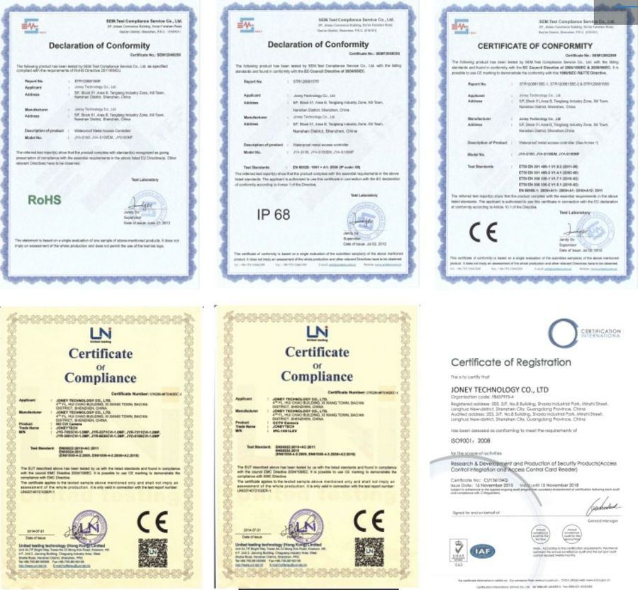 Joneytech certificate