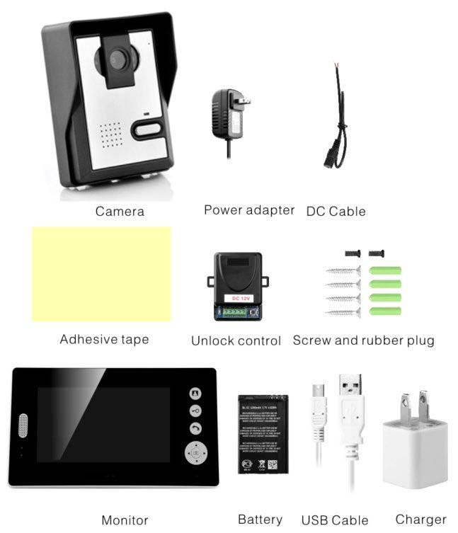 2.4GHz wireless video door bell VD-7001W All Accessories