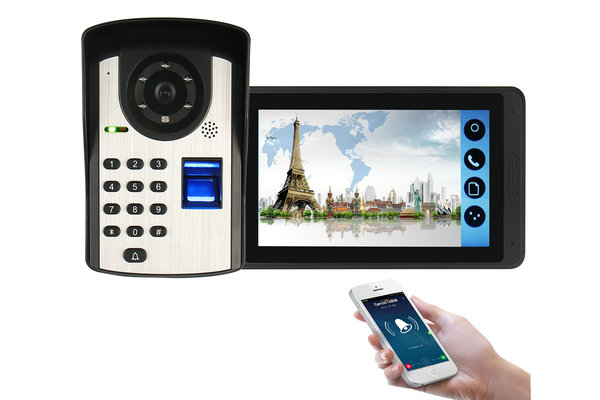 VD-613IDF 7 inch monitor Mobile Password Fingerprint unlock  wifi video door bell